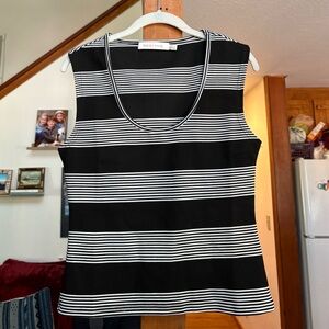 bishop + young Black & White Striped Scoop Neck Tank
